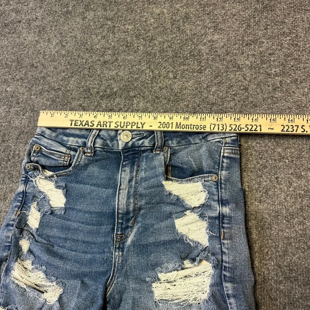American Eagle Denim Shorts Womens Size 8 Blue Distressed Viscose High Rise